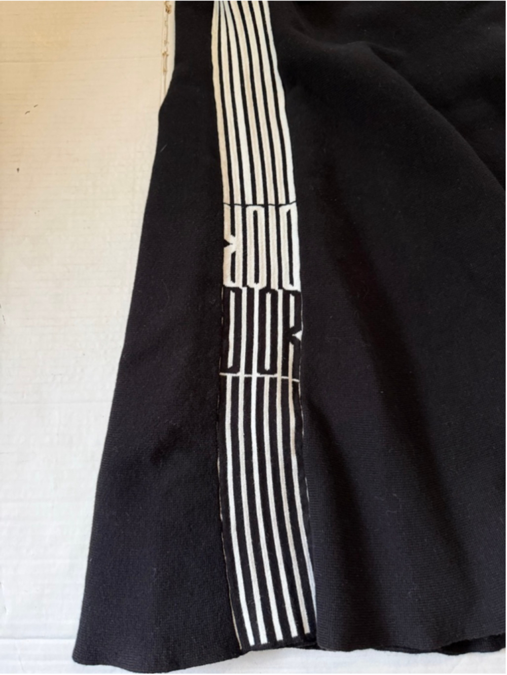 Christian Dior Black Sleeveless Knit Dress Logo Stripe A-Line Fit Flare - Picture 6 of 11